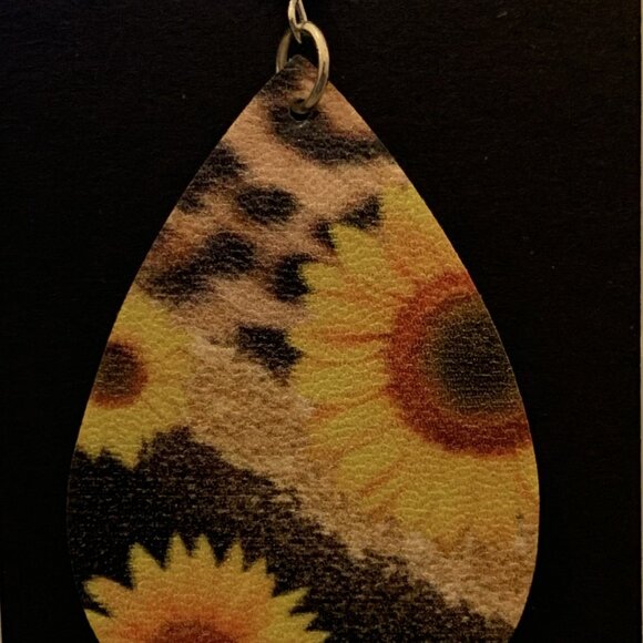 Sunflower Earring, Boho Earring, Gift Idea, Leopard Print Earring, Animal Print - Picture 1 of 7